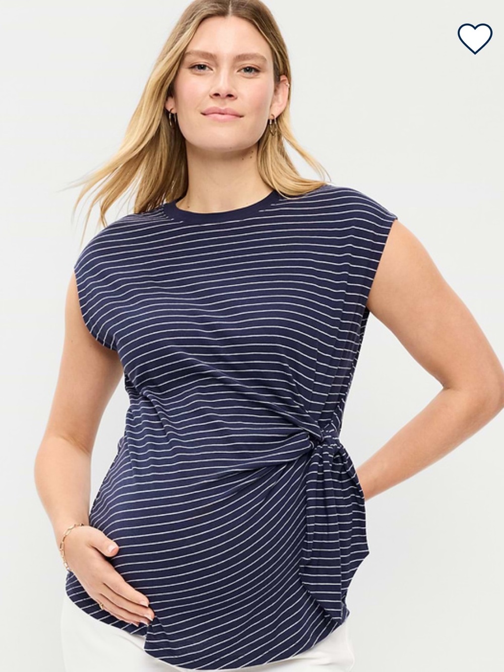 Old Navy Navy and White Striped Side-Tie Maternity Tee